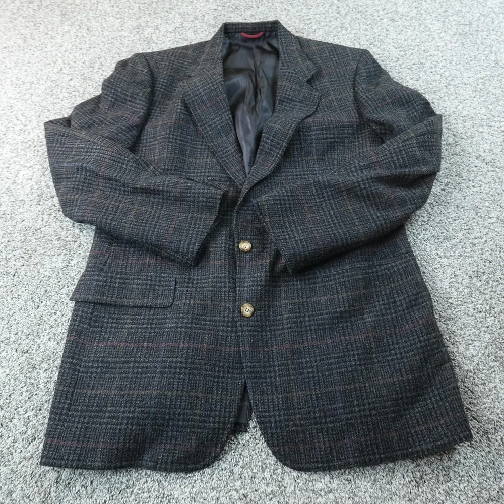 VTG Hart Schaffner Marx Blazer Mens 42 Gray Tweed Wool Sport Coat Jacket Top USA